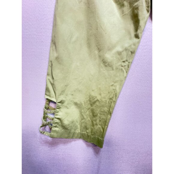 Sea Suns Women’s Capri Pants Flat Front Size Large Lime Green Relaxed Fit Casual - Picture 11 of 12
